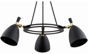 Lustră pe tijă CHARLOTTE 3xE27/15W/230V neagră/aurie Argon 6149