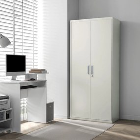 HOMCOM Dulap de Depozitare pentru Birou cu 5 Niveluri, Dulap Metalic cu 2 Uși și 4 Rafturi Reglabile, 80x40x180 cm, Alb