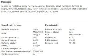 Lustra LED suspendata moderna cu telecomanda COCO 55W