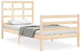 3193946 vidaXL Cadru de pat cu tăblie single mic, lemn masiv