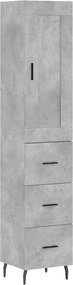 vidaXL Dulap înalt, gri beton, 34,5x34x180 cm, lemn prelucrat