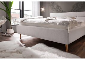Pat matrimonial gri deschis tapițat cu spațiu de depozitare cu somieră 180x200 cm Lotte – Meise Möbel