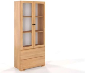 Vitrină lemn masiv TerraCraft Fag 2 Sertar, 80 × 38 × 182 cm - Natural