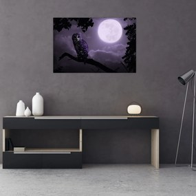 Tablou - Bufniță de noapte, violet (90x60 cm)