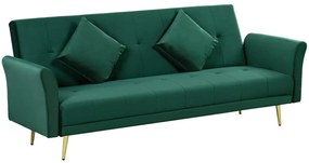 HOMCOM Canapea Pat cu 3 Locuri, 2 Perne Incluse, Spătar Reglabil, Canapea Versatilă 206x81x83 cm, Verde Elegant | Aosom Romania