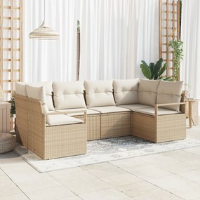 vidaXL Set de canapele pentru grădină 6 pcs Bej Rattan poli