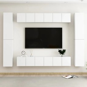 Set dulapuri TV, 10 piese, alb,PAL Alb, 60 x 30 x 30 cm (6 pcs), 1