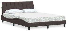 vidaXL Pat cu saltea, maro închis, 120x200 cm, textil