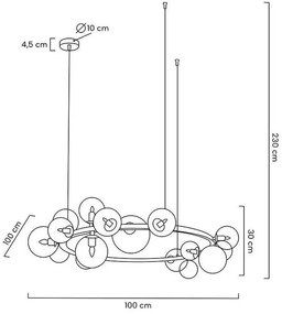 Lustra moderna cu 20 de surse de lumina LINEA R120
