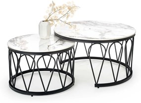 Set mese de cafea Formosa – Marmura Alba/Negru