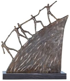 Sculptura bronz masiv "Progresam impreuna" 43cm