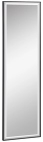 HOMCOM Oglindă de Perete dim. 120L x 35l cm - Film de Securitate Anti Explozie, Sistem de Atașare Inclus - Cadru Aliaj Aluminiu Negru | Aosom Romania