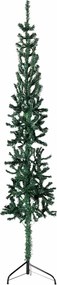 vidaXL Jumătate brad de Crăciun subțire cu suport, verde, 150 cm