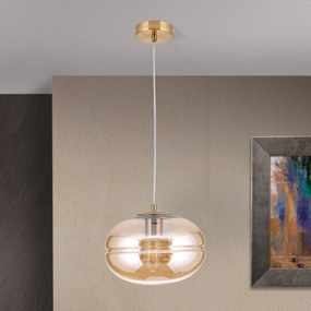 Lustra / Pendul vintage design decorativ RICHARD auriu/amber