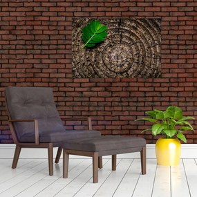 Tablou cu frunză pe trunchi de copac (90x60 cm)