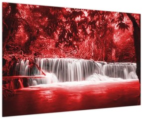 Tablou - Cascadă, roșu (90x60 cm)
