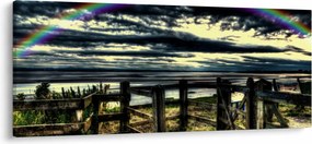 Tablou cu curcubeu deasupa mării (120x50 cm)