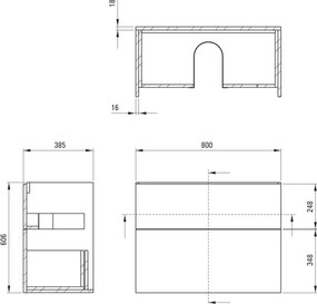 Prizma Mobilier de baie , cu lavoar - 80 cm ST6U8U6U8M