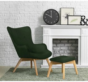 Fotoliu cu taburet verde închis Niko – Ropez