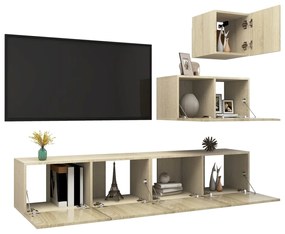 Set de dulapuri TV, 4 piese, stejar sonoma, PAL 1, Stejar sonoma, 60 80 x 30 x 30 cm