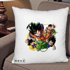 Perna Personalizata Dragon Ball Goku si Shenron Actiune, 40x40 cm, Alb Pufos, Husa Detasabila, Perna Inclusa, BEKZ®