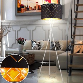 Lampadar elegant cu abajur din tesatura negru cu auriu, CLARKE 15229S1 GL