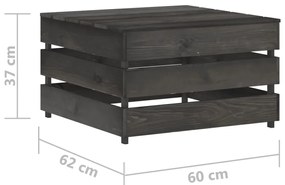 Set mobilier gradina cu perne, 7 piese, gri, lemn tratat negru si gri, 7