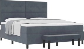 vidaXL Pat cu arcuri cu saltea Gri închis 180 x 200 cm Catifea