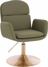 HR480N Scaun Khaki Piele Ecologica Premium Soft cu Bază Aurie