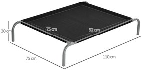 PawHut Pat pentru câine și pisică XL, confort maxim pe picioare, pat de tabără 110 x 75 x 20 cm, textilenă micro-perforată, negru | Aosom Romania