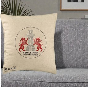 Perna Personalizata CSM Cetatea Turnu Magurele Fotbal, 40x40 cm, Bej, Husa Detasabila, Perna Inclusa, BEKZ®