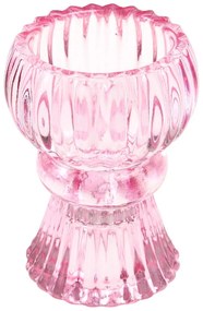 Sfeșnic roz din sticlă - Rex London