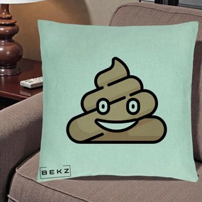 Perna Decorativa Emoji Poop Funny, 40x40 cm, Verde Menta, Husa Detasabila, Perna Inclusa, BEKZ®