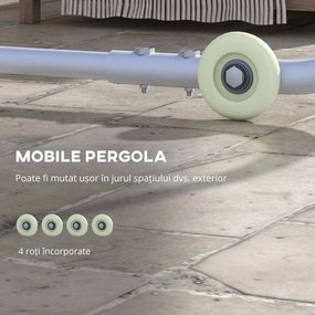 Outsunny Pergola Mobilă 3x3m cu Roți Copertină UV Saci de Nisip Gri | Aosom Romania