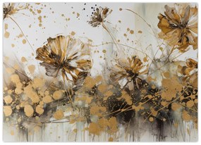 Tablou pe sticlă - pictură abstractă florală (70x50 cm)