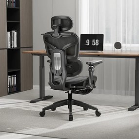 Scaun ergonomic, Sezut Translatie, cotiere 9D, tetiera 6D, suport lombar reglabil, spătar reglabil inaltime, pivotant, suport picioare, Negru