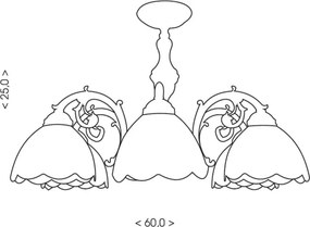 Brilagi - Lustră aplicată în stil Tiffany din vitralii MIRABELLA 3xE27/60W/230V Ø 60 cm