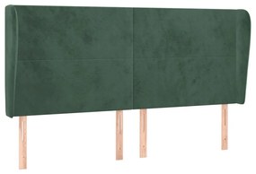 Tablie pat cu aripioare verde inchis 163x23x118 128 cm catifea 1, Verde inchis, 163 x 23 x 118 128 cm