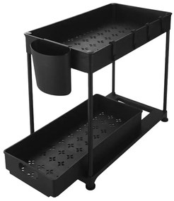 Suport de organizare pe 2 niveluri, sub chiuveta, 2 buc, negru