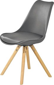 Scaun K201, gri/fag, piele ecologica/lemn de fag, 48X47X80 CM