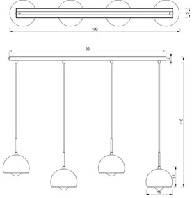 Lustră pe cablu COOL 4xE27/60W/230V neagră