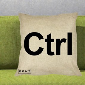 Perna Personalizata Tasta Ctrl Tipografie Bold, 40x40 cm, Crem, Husa Detasabila, Perna Inclusa, BEKZ®