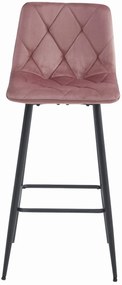 Scaun de bar roz inchis NADO VELVET cu picioare negre