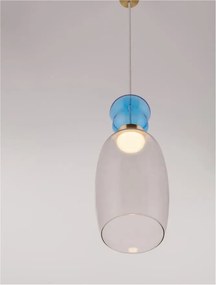Pendul LED, Lustra design modern Pluma albastru deschis/ cyan