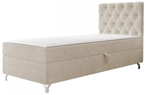 Pat de o persoană 90 cm Jenaks 1 (Bej) (cu somieră și saltea) (cu sp. depozitare) (D). 1103614