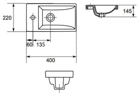 Lavoar baie mic alb lucios 40 cm pentru mobilier Como 40 Cersanit