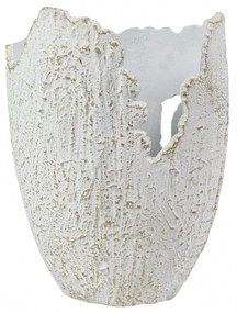 Vaza decorativa Lana, din aluminiu, alb + auriu, 24 x 17 x 33 cm