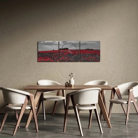 Tablou cu maci (cu ceas) (90x30 cm)