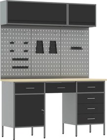 vidaXL Set de dulapuri de lucru cu sertar cu depozitare 8 pcs Negru