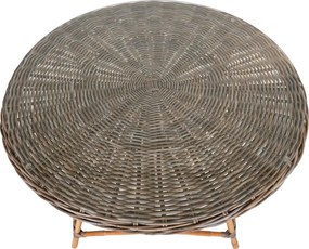 Masă de grădină Larisa, rattan cubic, sticlă, gri 120x77 cm